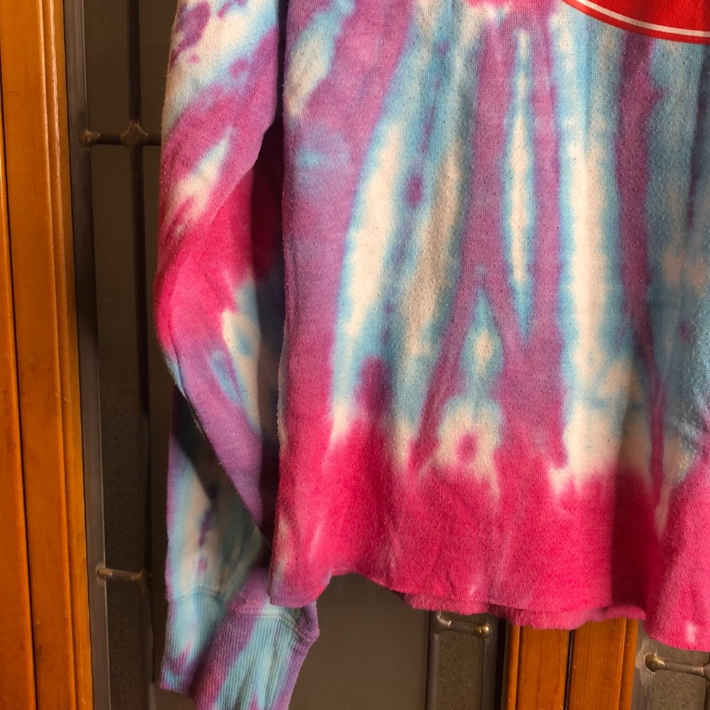 Tie-Dye Long Sleeve Crop Top - Pink & Blue - Picture 3 of 6